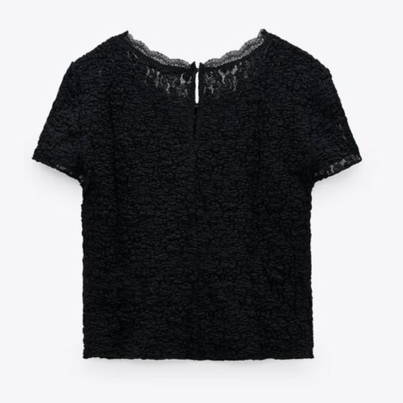 ZARA High Collar Lace Top - Picture 2 of 2